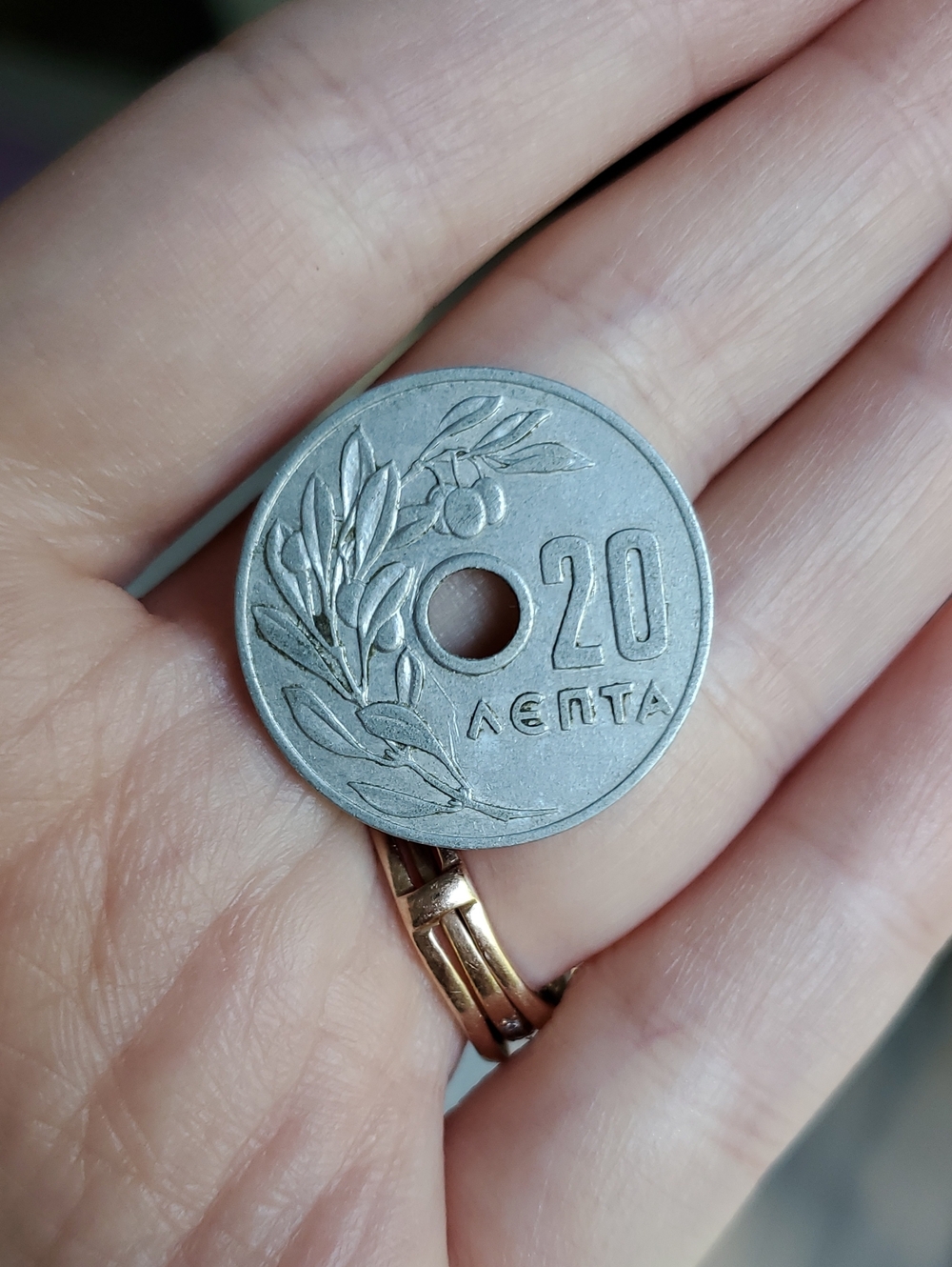 1959 vintage 20 Lepta aluminum coin from the Kingdom of Greece